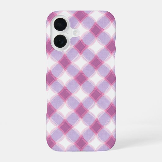 Purple Pink Geometric Check Pattern Phone Case iPhone 16ケース (裏面)