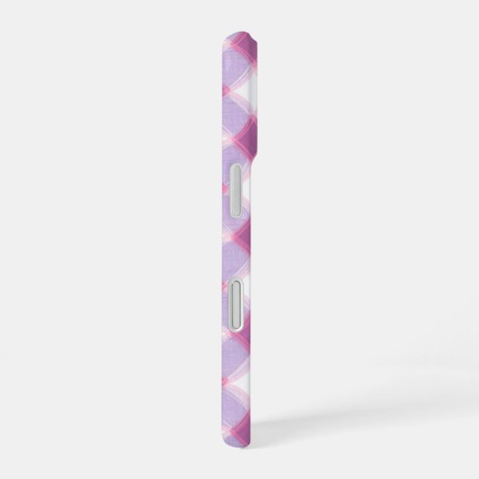 Purple Pink Geometric Check Pattern Phone Case iPhone 16ケース (右側面)