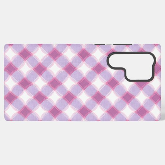 Purple Pink Geometric Check Pattern Phone Case Samsung Galaxyケース (裏面横)