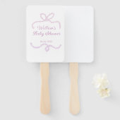 purple pink glitter bow baby shower name date eleg ハンドファン (正面&裏面)