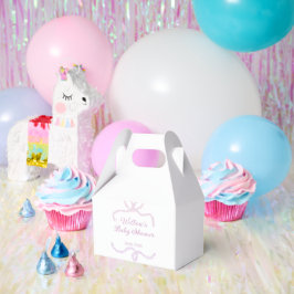 purple pink glitter bow baby shower name date eleg フェイバーボックス