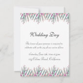 purple pink green watercolor flowers 招待状 (裏面)