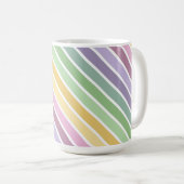 PURPLE PINK GREEN YELLOW EASTER STRIPES コーヒーマグカップ (正面右)