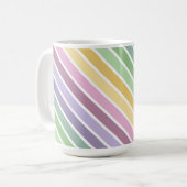 PURPLE PINK GREEN YELLOW EASTER STRIPES コーヒーマグカップ (正面左)