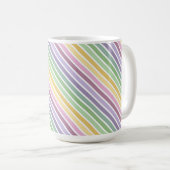 PURPLE PINK GREEN YELLOW EASTER STRIPES コーヒーマグカップ (正面右)