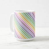 PURPLE PINK GREEN YELLOW EASTER STRIPES コーヒーマグカップ (正面左)