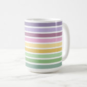 PURPLE PINK GREEN YELLOW EASTER STRIPES コーヒーマグカップ (正面右)