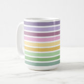 PURPLE PINK GREEN YELLOW EASTER STRIPES コーヒーマグカップ (正面左)