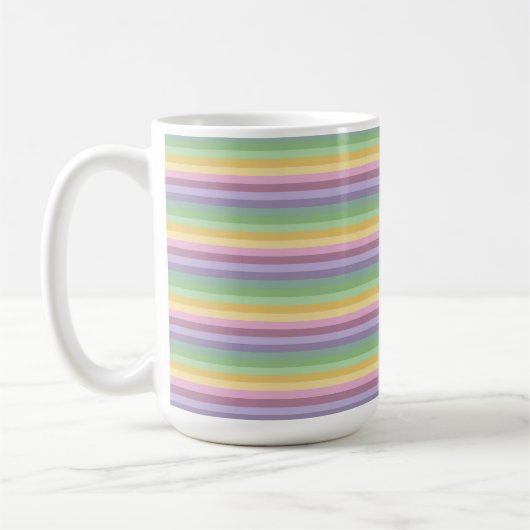 PURPLE PINK GREEN YELLOW EASTER STRIPES コーヒーマグカップ (左)
