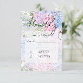 purple pink hydrangea paintings Wedding RSVP Card 招待状 (スタンド正面)