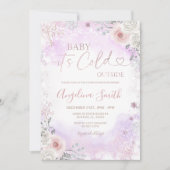 Purple Pink It’s Cold Outside Winter Baby Shower 招待状 (正面)
