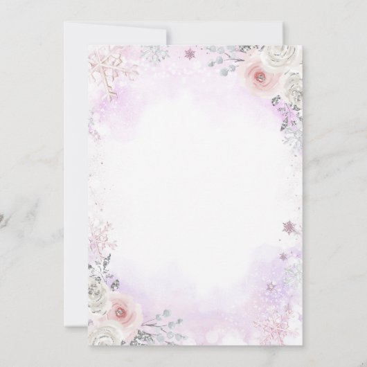 Purple Pink It’s Cold Outside Winter Baby Shower  招待状 (裏面)