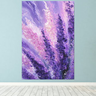Purple Pink Lavender Gold Bloom Abstract Wall Art キャンバスプリント