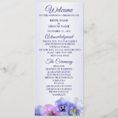 Purple Pink Lilac Pansy Floral Rustic Wedding プログラム (正面)