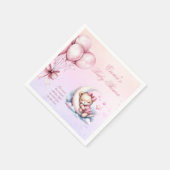 Purple Pink Moon Dreamy Baby Bear Baby Shower Napk スタンダードカクテルナプキン (角)