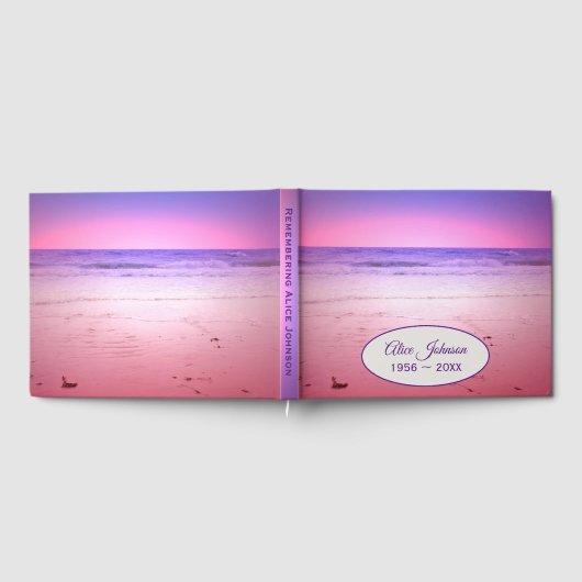 Purple Pink Ocean Sunset for Memorial Service ゲストブック (全面)