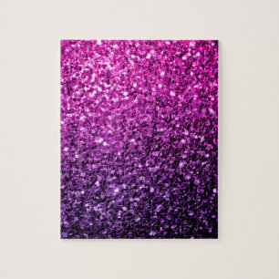 Purple Pink Ombre faux glitter sparkles ジグソーパズル