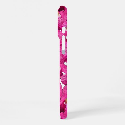 Purple Pink Poppies Galore Pattern  iPhoneケース (左側面)