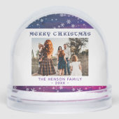 Purple Pink Rustic Wood Snowflake Christmas Photo (正面)