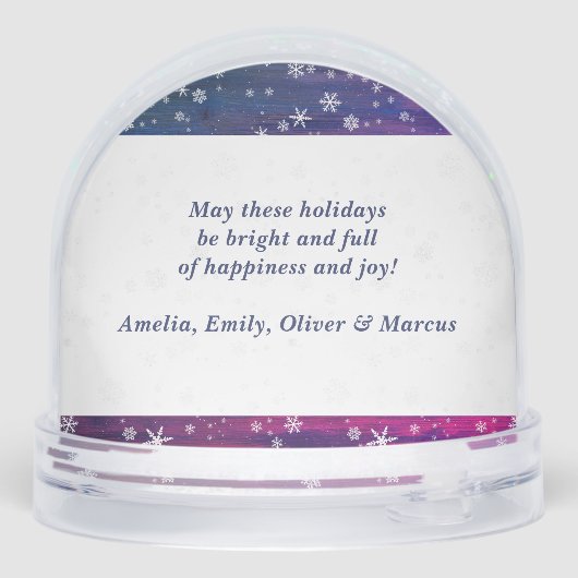 Purple Pink Rustic Wood Snowflake Christmas Photo (裏面)