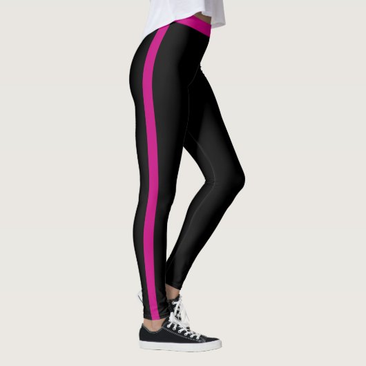 Purple Pink Side Stripe Black Leggings レギンス (右)