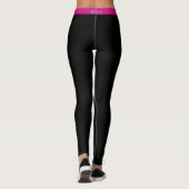Purple Pink Side Stripe Black Leggings レギンス (裏面)