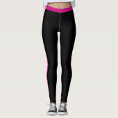 Purple Pink Side Stripe Black Leggings レギンス (正面)