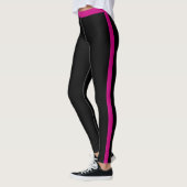 Purple Pink Side Stripe Black Leggings レギンス (左)
