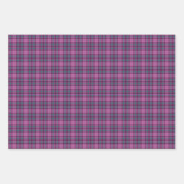 Purple Pink Teal Black Plaid Tartan ラッピングペーパーシート
