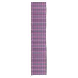 Purple Pink Teal Black Plaid Tartan Table Runner ショートテーブルランナー