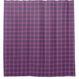 Purple Pink Teal Tartan Plaid Shower Curtain シャワーカーテン