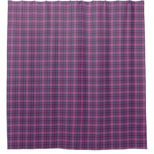 Purple Pink Teal Tartan Plaid Shower Curtain シャワーカーテン (正面)