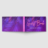 Purple Pink Tropical Palm Leaf Guest Book ゲストブック (全面)