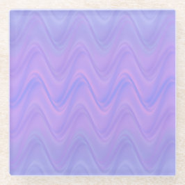 Purple Pink Wavy Lines Pattern ガラスコースター