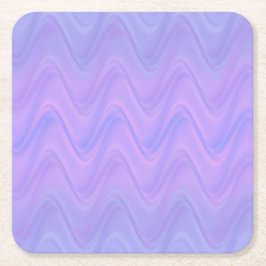 Purple Pink Wavy Lines Pattern スクエアペーパーコースター