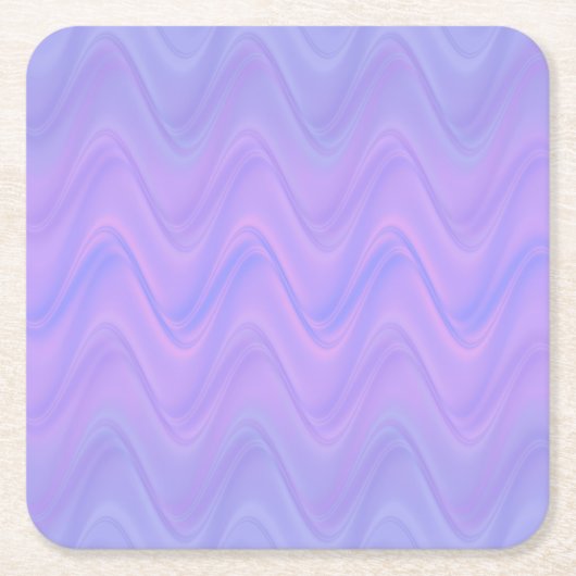 Purple Pink Wavy Lines Pattern スクエアペーパーコースター (正面)