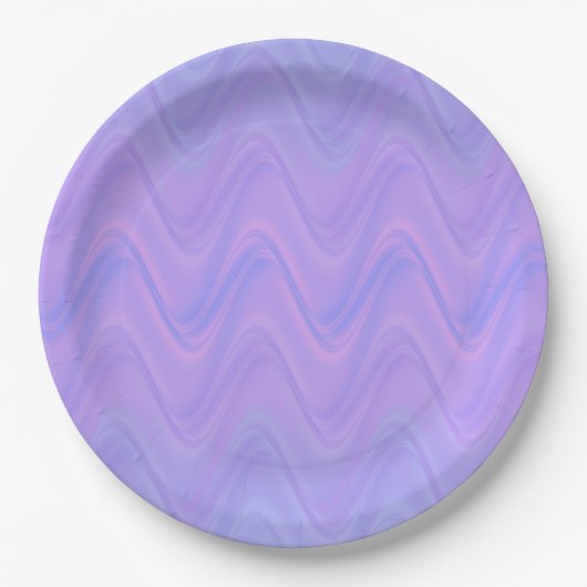 Purple Pink Wavy Lines Pattern ペーパープレート (正面)