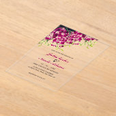 Purple Pink Wild Orchid Flowers Wreath Wedding アクリル招待状 (レイダウン)