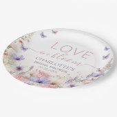 Purple Pink Wildflower Butterflies Love in Bloom ペーパープレート (アングル)