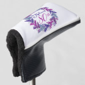 Purple Pink Wreath 80th Birthday Putter ゴルフヘッドカバー (3/4 正面)