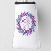 Purple Pink Wreath 80th Birthday Putter ゴルフヘッドカバー (回転90)