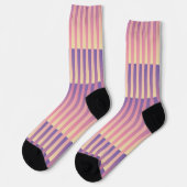 Purple Pink Yellow Striped Pattern ソックス (左)
