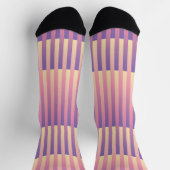 Purple Pink Yellow Striped Pattern ソックス (上部)