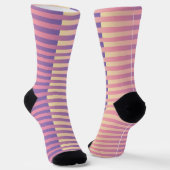 Purple Pink Yellow Striped Pattern ソックス (傾斜あり)