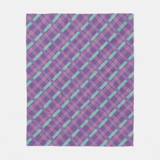 Purple Plaid フリースブランケット (正面)