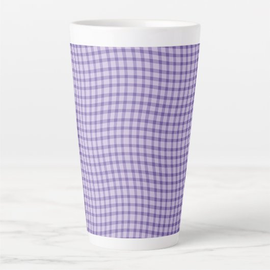 Purple Plaid Checker Seamless Pattern カフェラテマグ (正面)