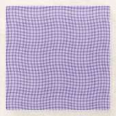 Purple Plaid Checker Seamless Pattern ガラスコースター (正面)