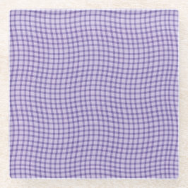 Purple Plaid Checker Seamless Pattern ガラスコースター