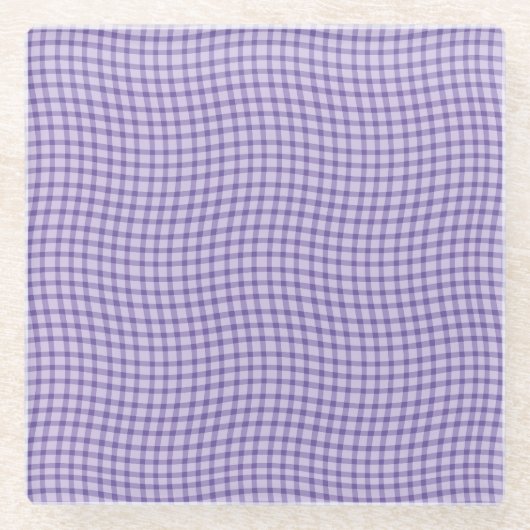 Purple Plaid Checker Seamless Pattern ガラスコースター (正面)