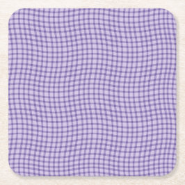 Purple Plaid Checker Seamless Pattern スクエアペーパーコースター